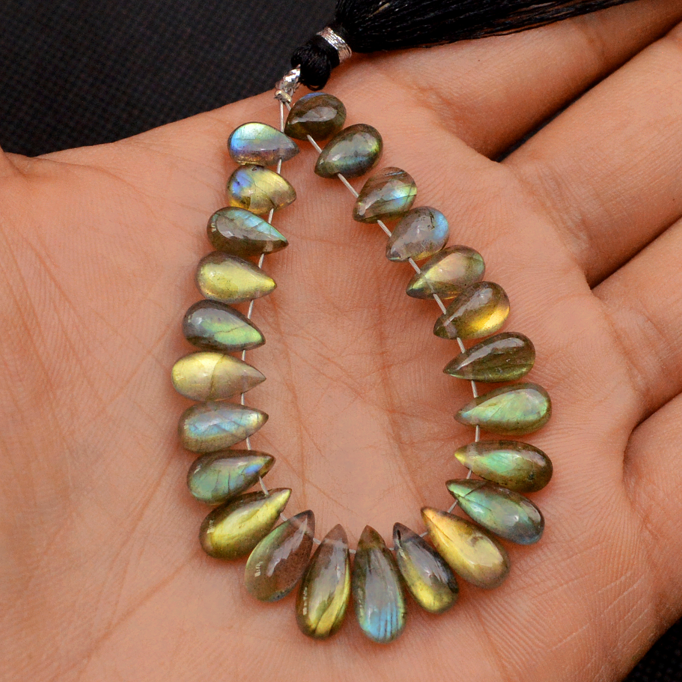23 Pcs 47 Cts Natural Labradorite Drop Beads Side Drilled Briolette Gemstone 10x5 6x5mm 18587