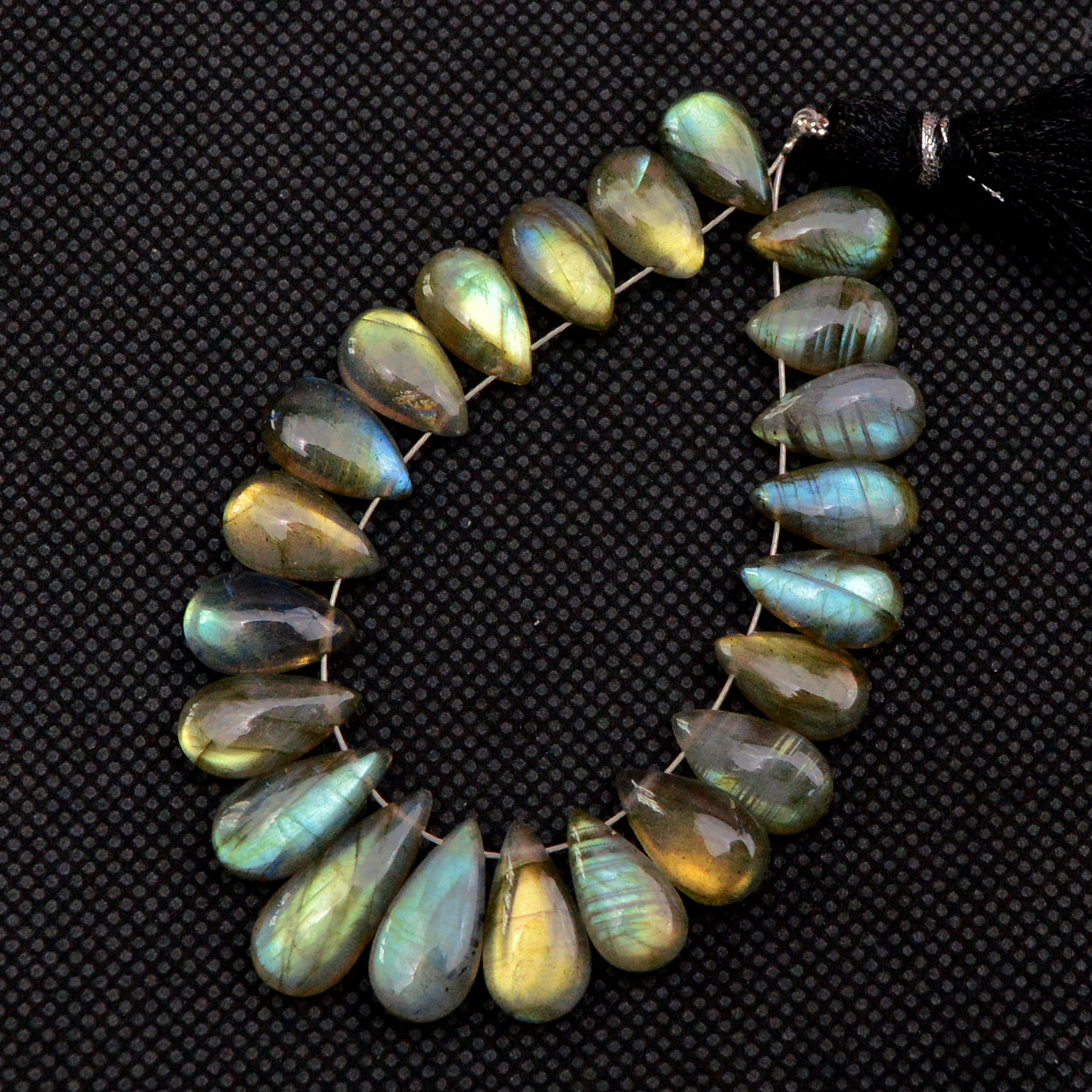 21 Pcs 74 Cts Natural Labradorite Drop Beads Side Drilled Briolette Gemstone 15x5 10x5mm 18588