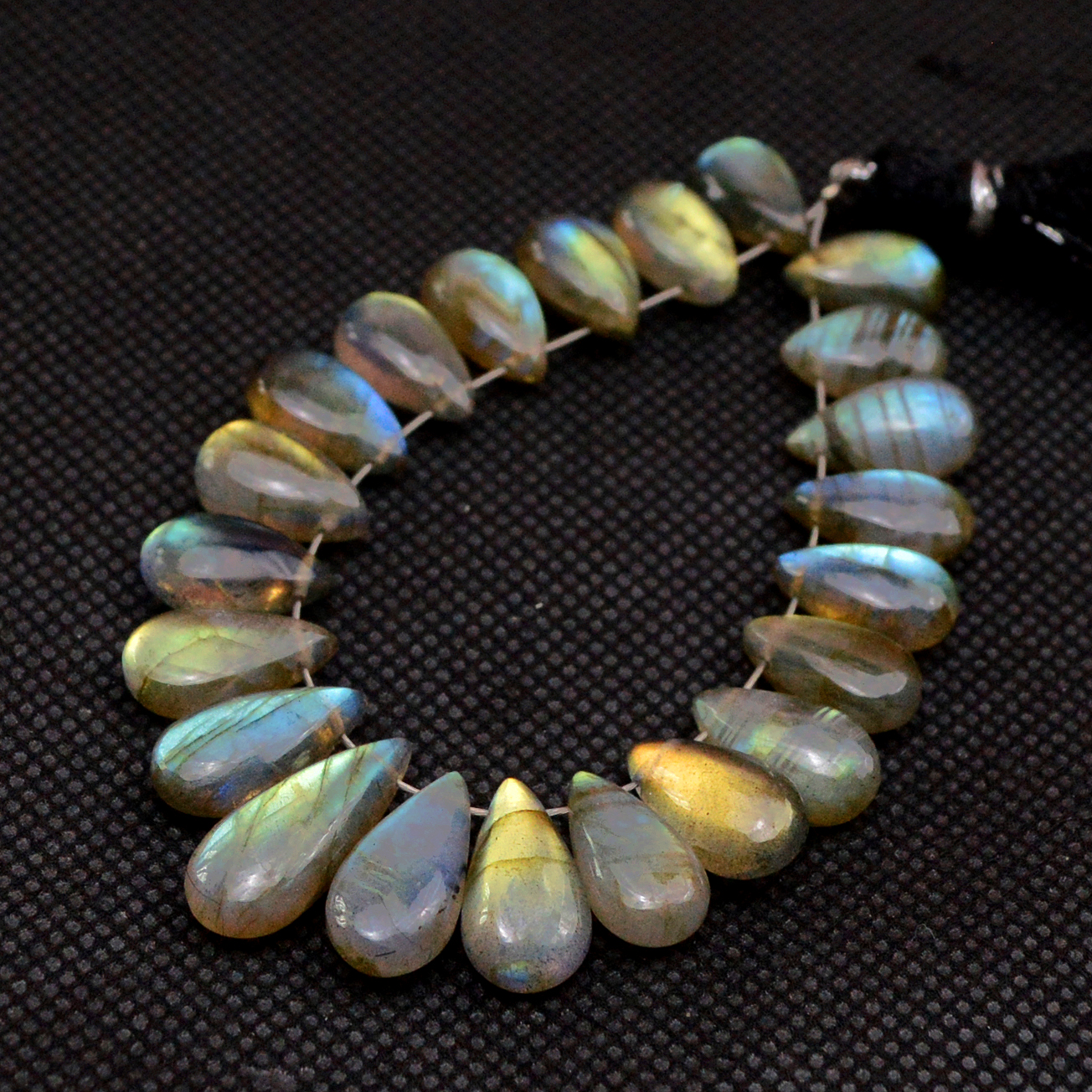 21 Pcs 74 Cts Natural Labradorite Drop Beads Side Drilled Briolette Gemstone 15x5 10x5mm 18588