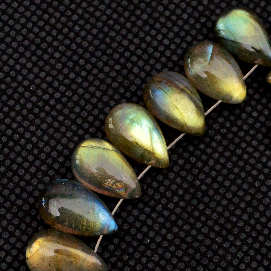 21 Pcs 74 Cts Natural Labradorite Drop Beads Side Drilled Briolette Gemstone 15x5 10x5mm 18588
