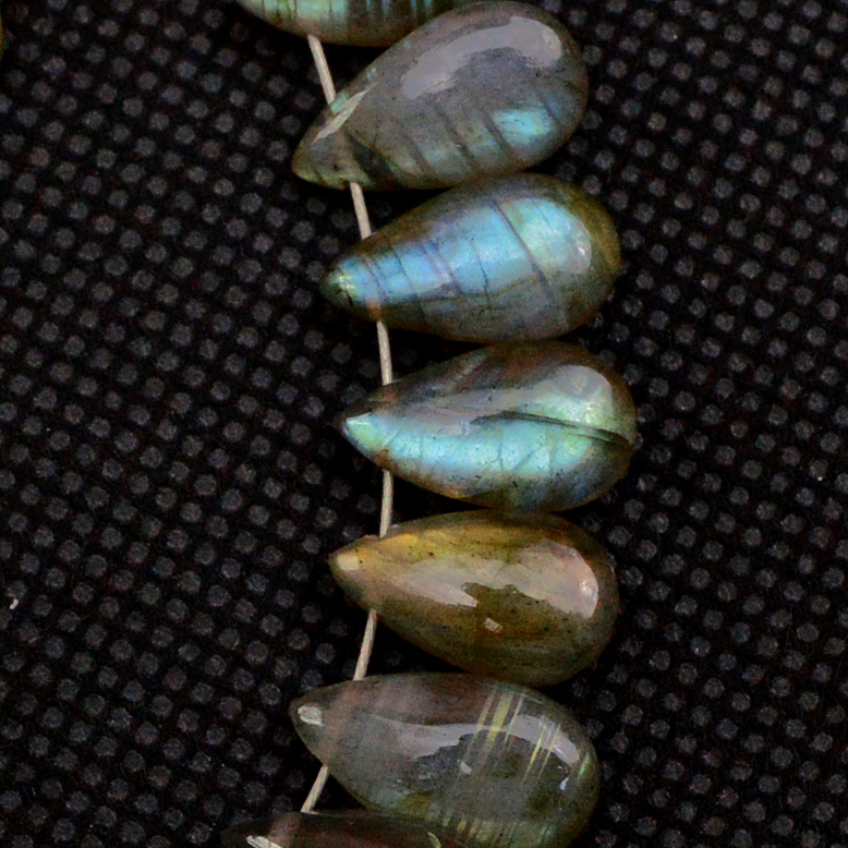 21 Pcs 74 Cts Natural Labradorite Drop Beads Side Drilled Briolette Gemstone 15x5 10x5mm 18588