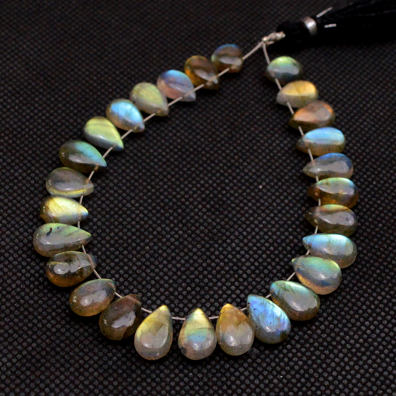20 Pcs 75 Cts Natural Labradorite Drop Beads Side Drilled Briolette Gemstone 10x5 5x5mm 18589