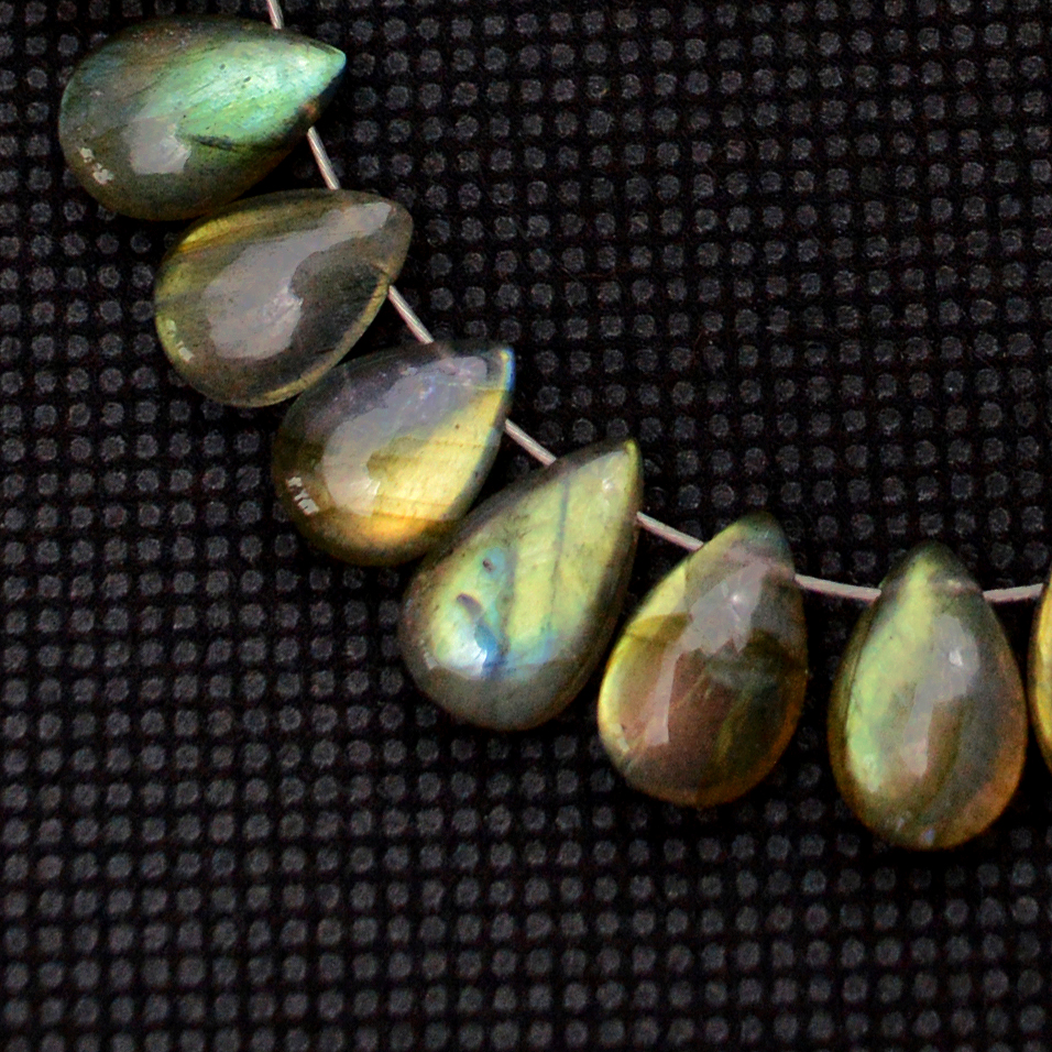 20 Pcs 75 Cts Natural Labradorite Drop Beads Side Drilled Briolette Gemstone 10x5 5x5mm 18589