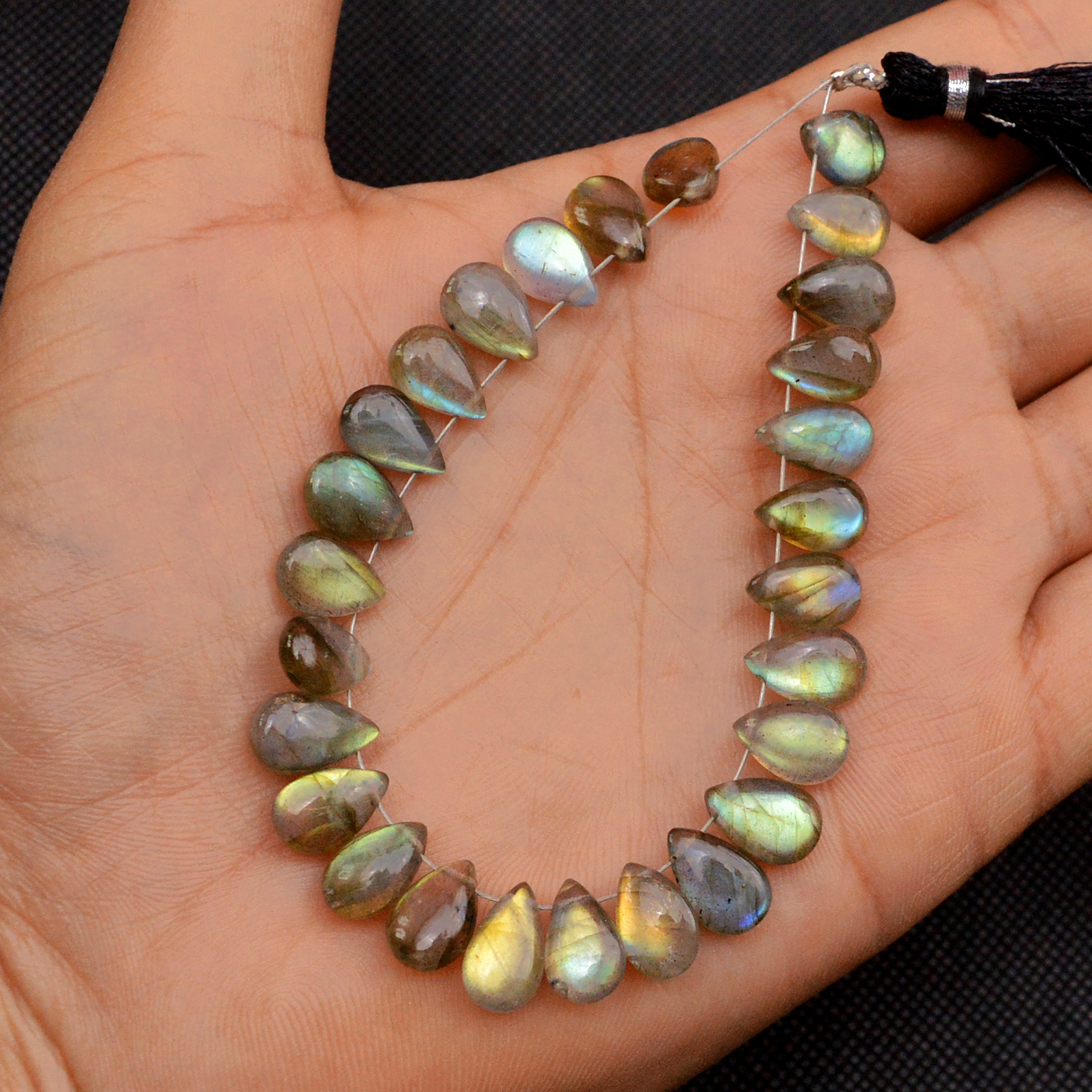 20 Pcs 75 Cts Natural Labradorite Drop Beads Side Drilled Briolette Gemstone 10x5 5x5mm 18589