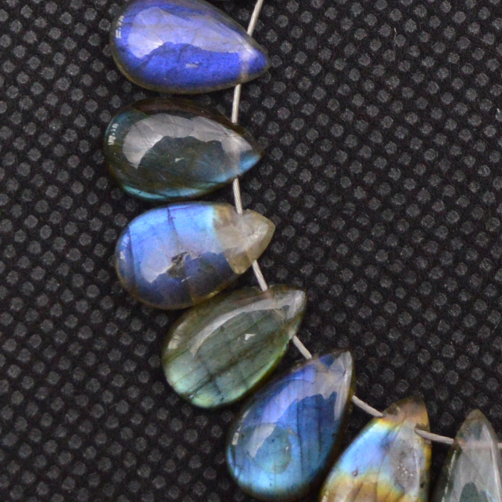 23 Pcs 56 Cts Natural Labradorite Side Drill Tear Drop Briolette Healing Crystal 15x5 6x5mm 18590