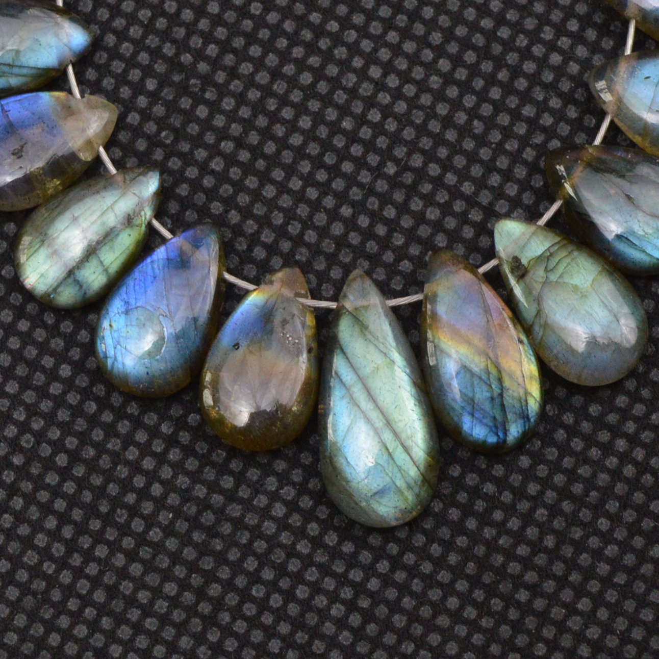 23 Pcs 56 Cts Natural Labradorite Side Drill Tear Drop Briolette Healing Crystal 15x5 6x5mm 18590