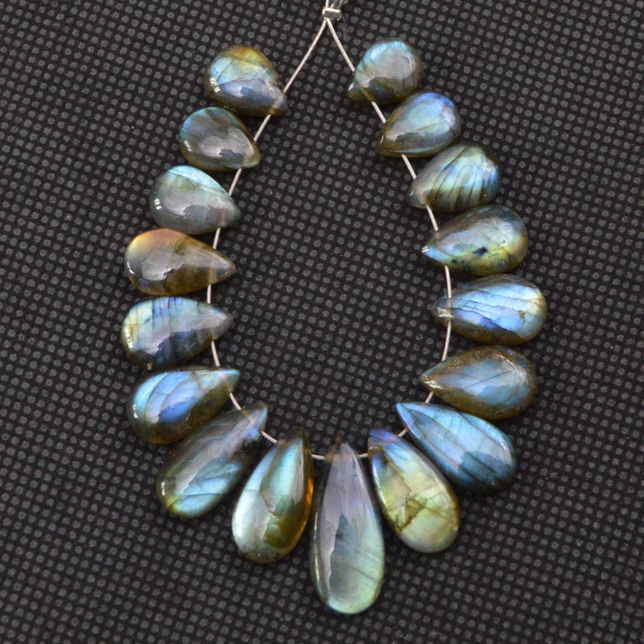 17 Pcs 66 Cts Natural Labradorite Side Drill Tear Drop Briolette Healing Crystal 20x6 9x6mm 18591