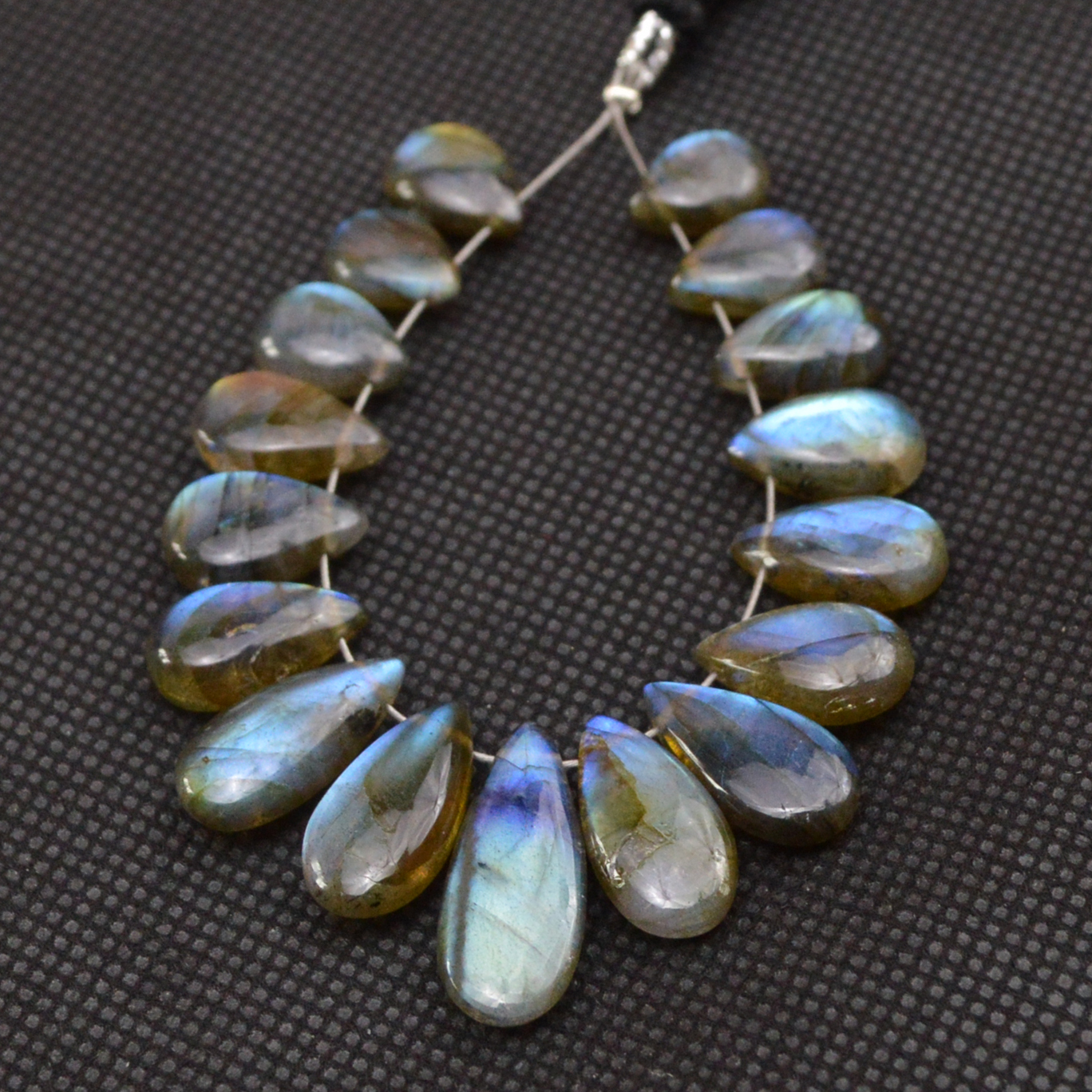 17 Pcs 66 Cts Natural Labradorite Side Drill Tear Drop Briolette Healing Crystal 20x6 9x6mm 18591