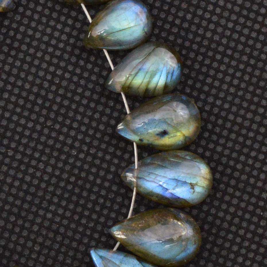 17 Pcs 66 Cts Natural Labradorite Side Drill Tear Drop Briolette Healing Crystal 20x6 9x6mm 18591