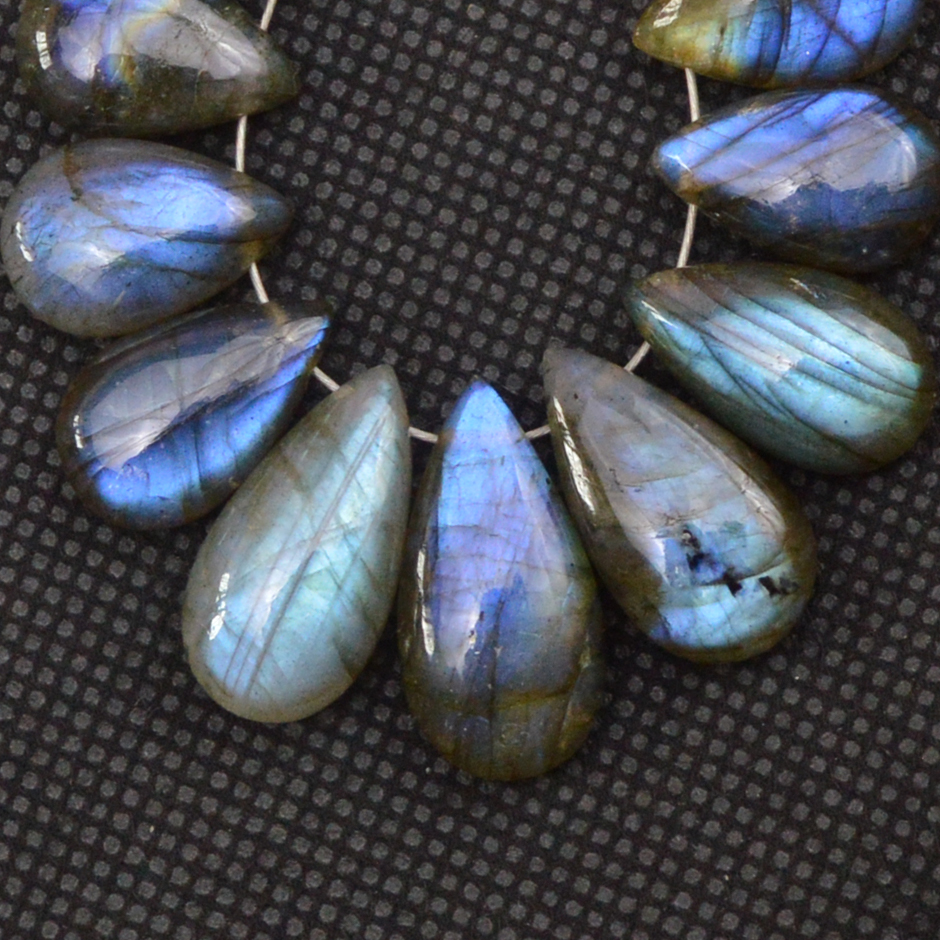 13 Pcs 95 Cts Natural Labradorite Side Drill Tear Drop Briolette Healing Crystal 20x9 10x9mm 18592