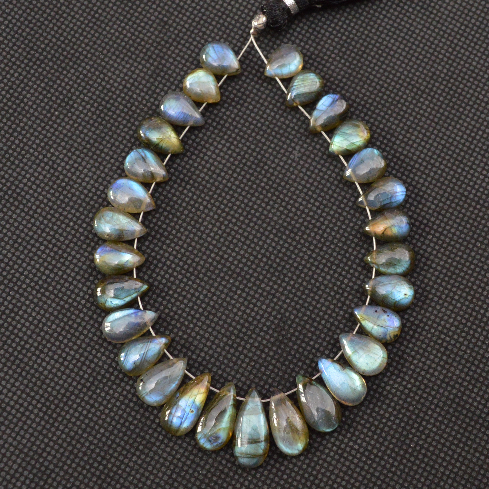 27 Pcs 90 Cts Natural Labradorite Side Drill Tear Drop Briolette Healing Crystal 15x5 9x5mm 18593