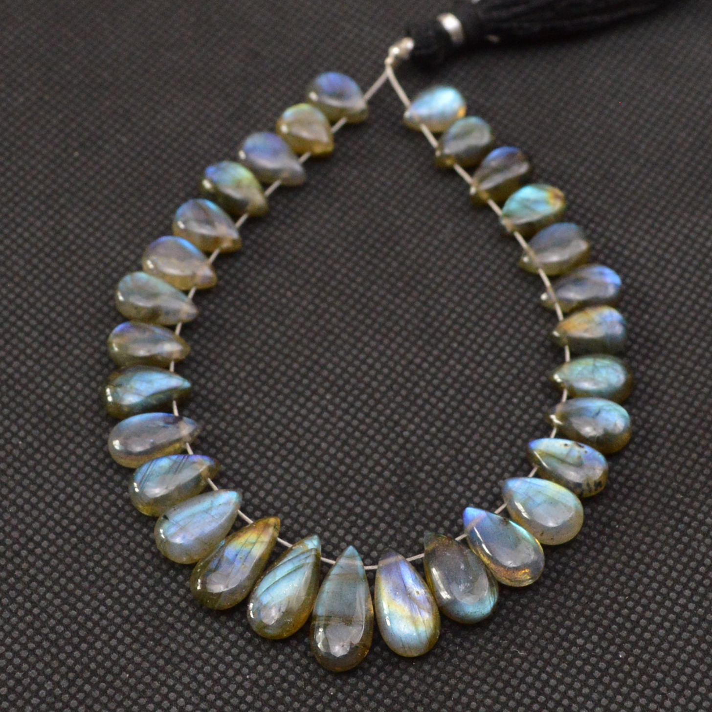 27 Pcs 90 Cts Natural Labradorite Side Drill Tear Drop Briolette Healing Crystal 15x5 9x5mm 18593