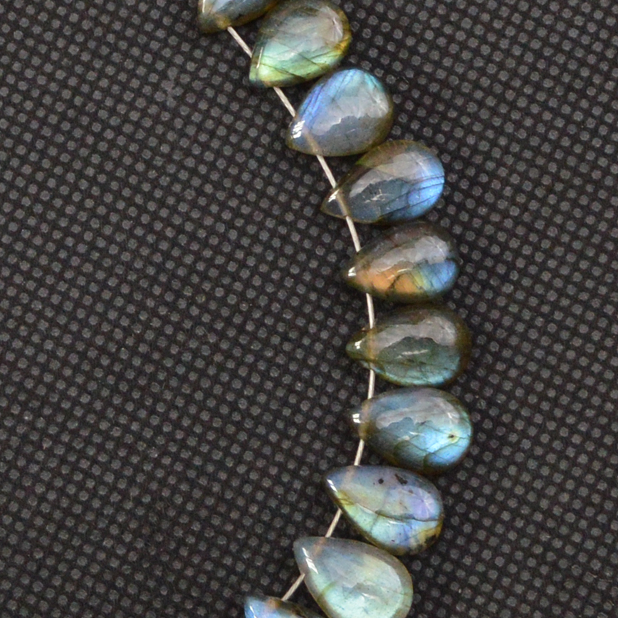 27 Pcs 90 Cts Natural Labradorite Side Drill Tear Drop Briolette Healing Crystal 15x5 9x5mm 18593