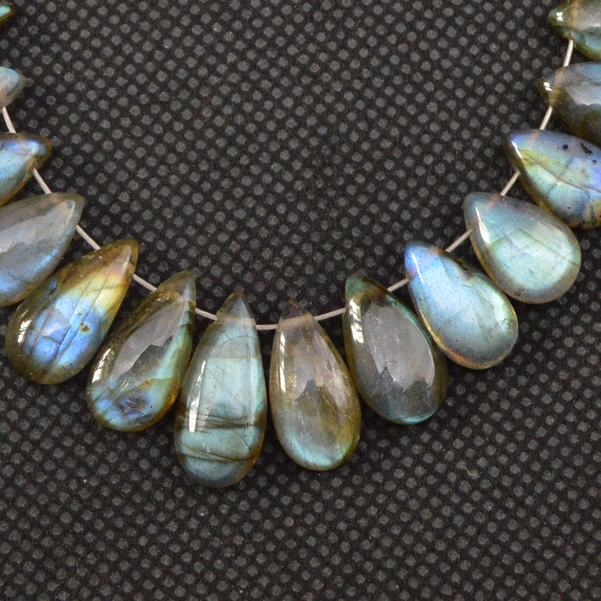 27 Pcs 90 Cts Natural Labradorite Side Drill Tear Drop Briolette Healing Crystal 15x5 9x5mm 18593