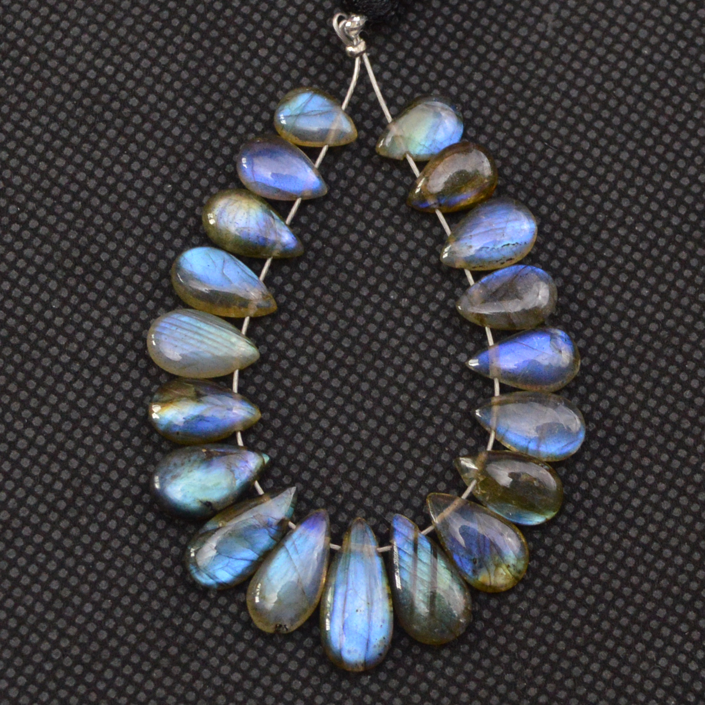 18 Pcs 38 Cts Natural Labradorite Side Drill Tear Drop Briolette Healing Crystal 14x5 6x4mm 18594