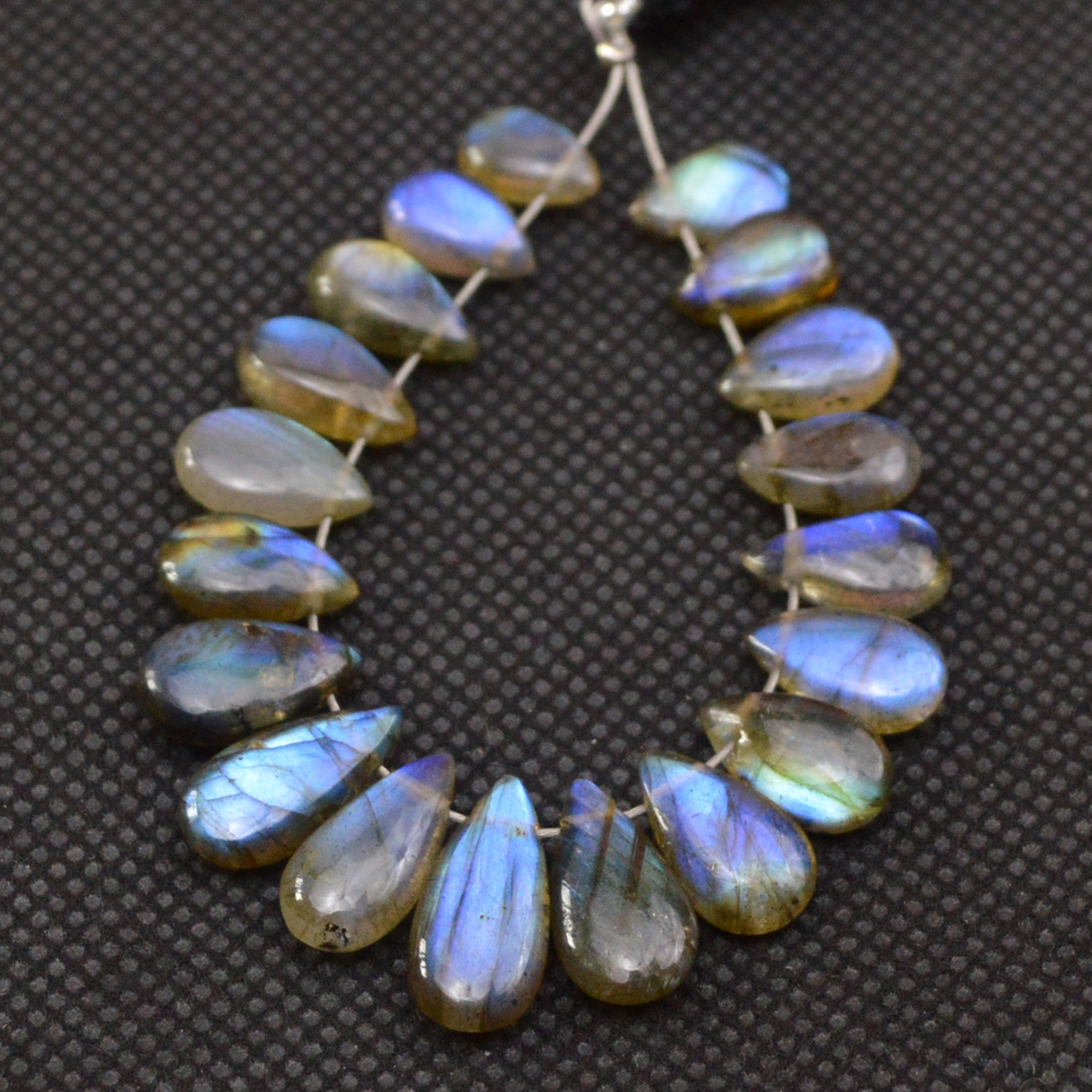 18 Pcs 38 Cts Natural Labradorite Side Drill Tear Drop Briolette Healing Crystal 14x5 6x4mm 18594