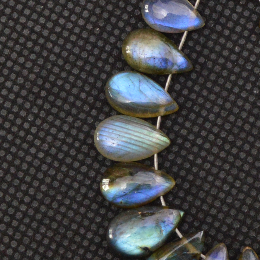 18 Pcs 38 Cts Natural Labradorite Side Drill Tear Drop Briolette Healing Crystal 14x5 6x4mm 18594