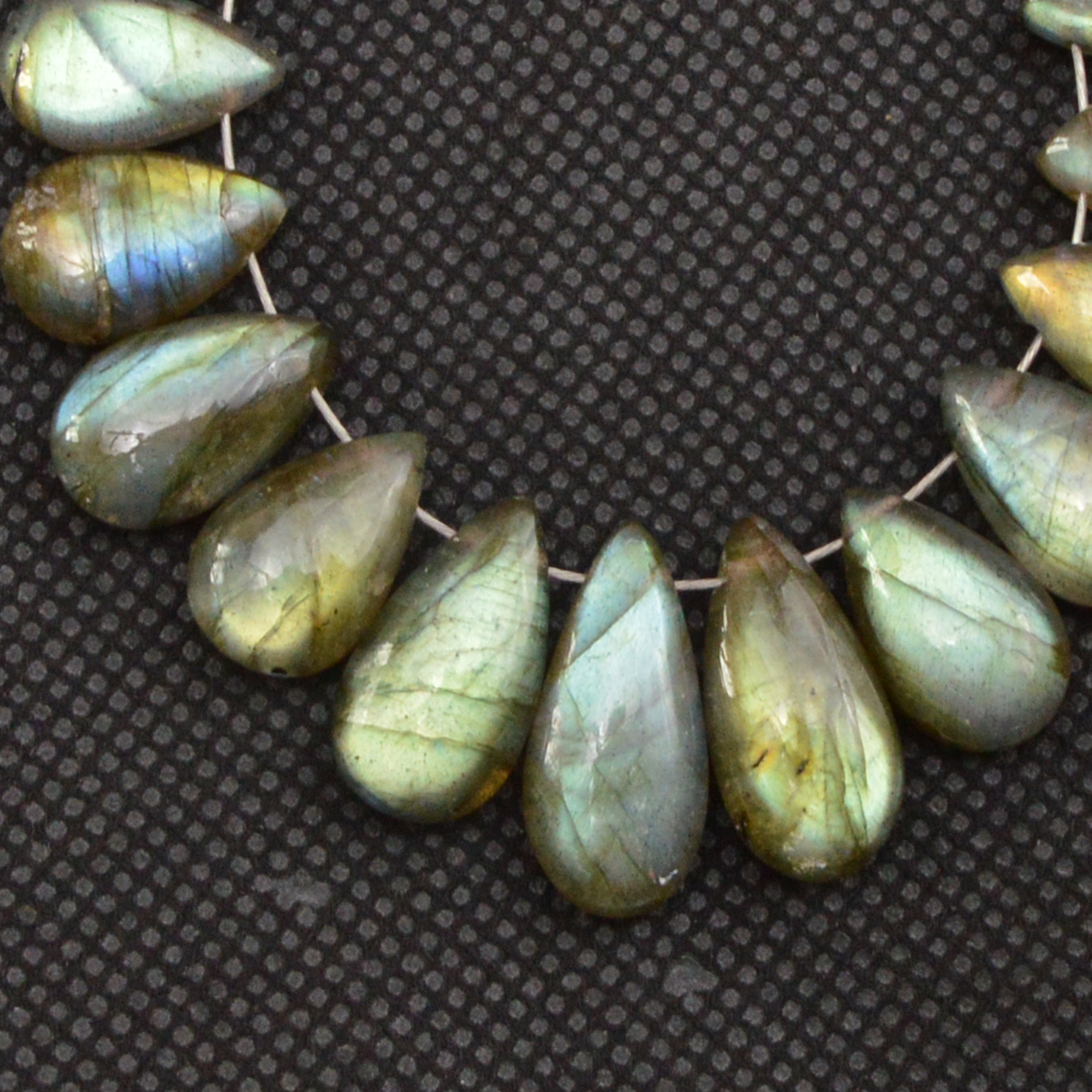 21 Pcs 95 Cts Natural Labradorite Side Drill Tear Drop Briolette Healing Crystal 15x6 7x5mm 18595