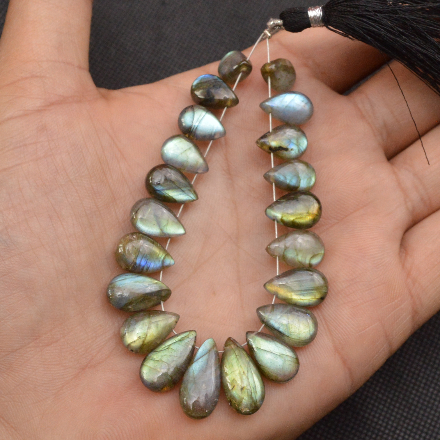 21 Pcs 95 Cts Natural Labradorite Side Drill Tear Drop Briolette Healing Crystal 15x6 7x5mm 18595