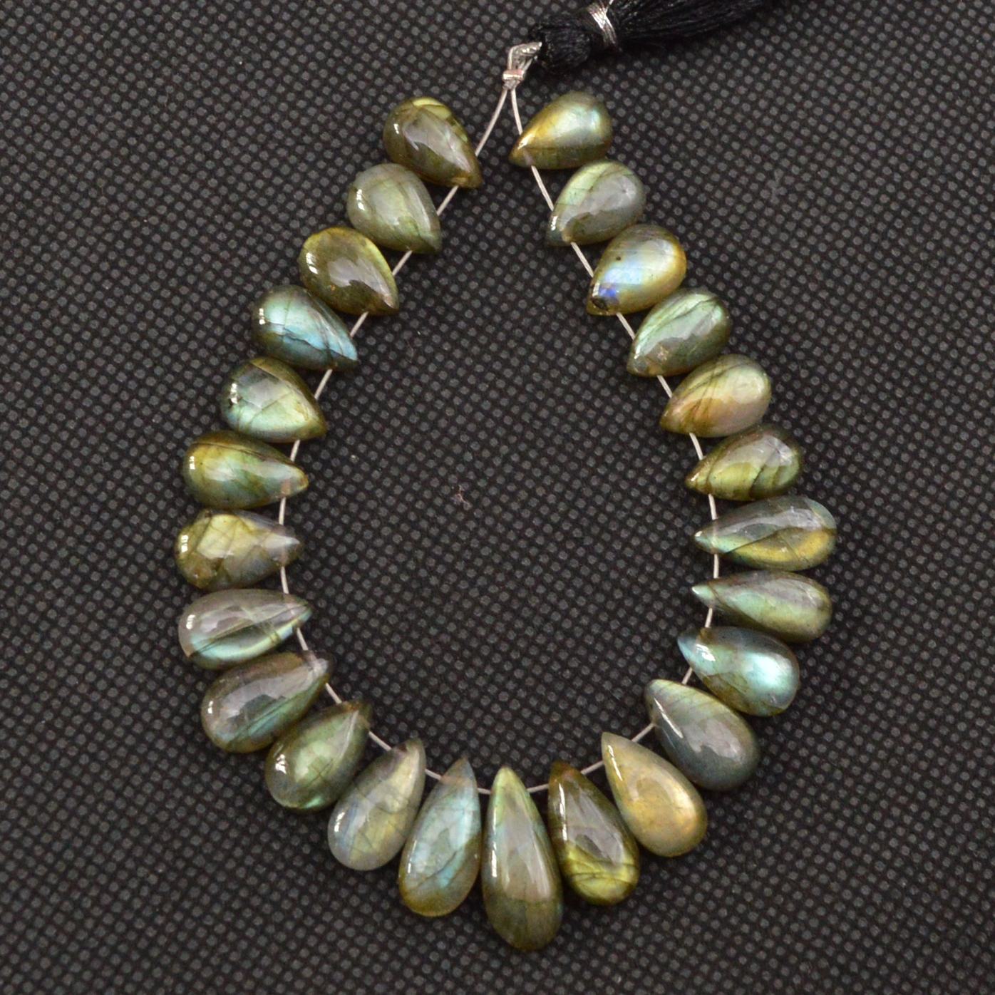 25 Pcs 95 Cts Natural Labradorite Side Drill Tear Drop Briolette Healing Crystal 15x5 9x5mm 18596
