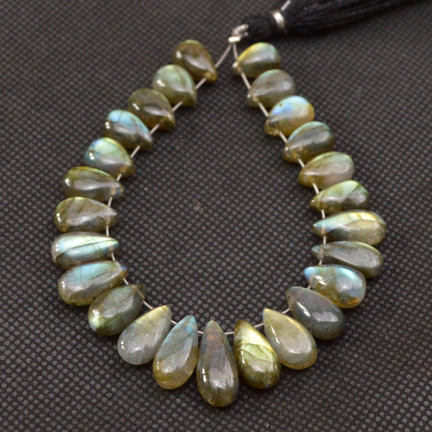 25 Pcs 95 Cts Natural Labradorite Side Drill Tear Drop Briolette Healing Crystal 15x5 9x5mm 18596