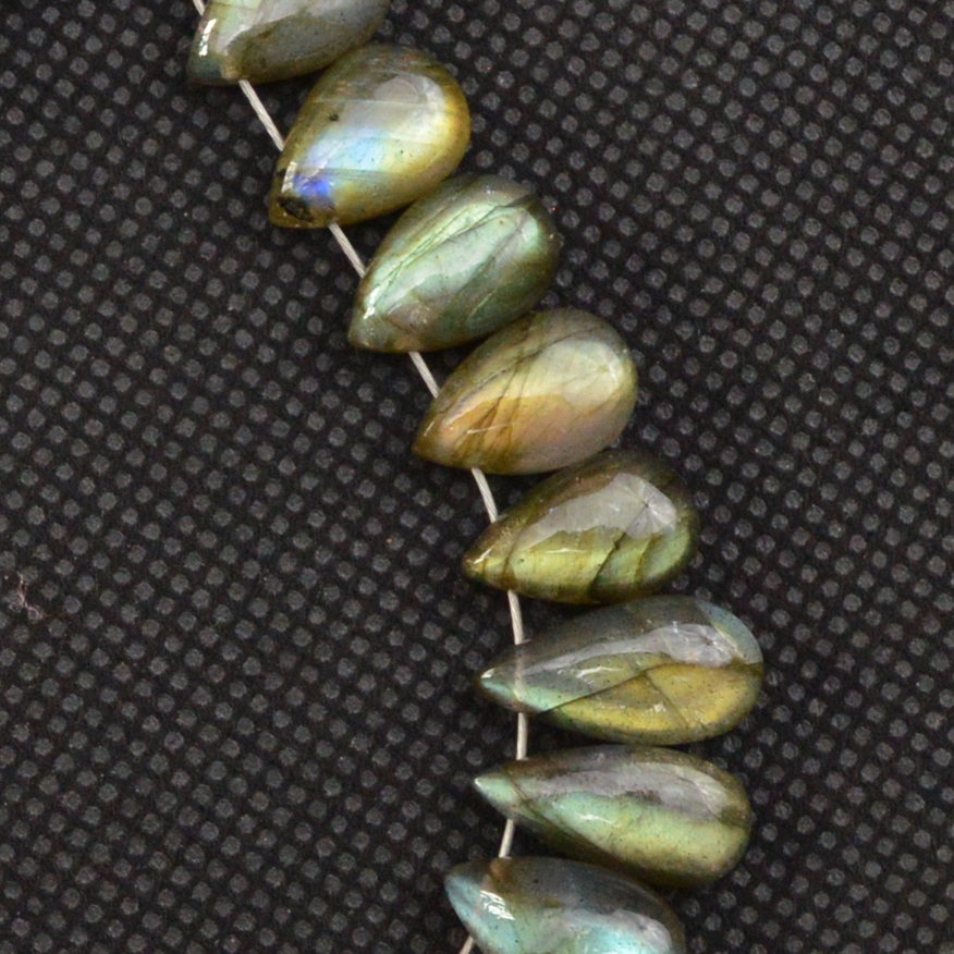 25 Pcs 95 Cts Natural Labradorite Side Drill Tear Drop Briolette Healing Crystal 15x5 9x5mm 18596