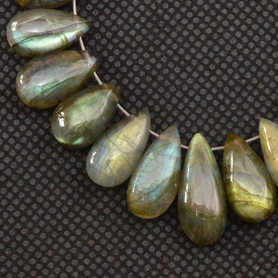 25 Pcs 95 Cts Natural Labradorite Side Drill Tear Drop Briolette Healing Crystal 15x5 9x5mm 18596