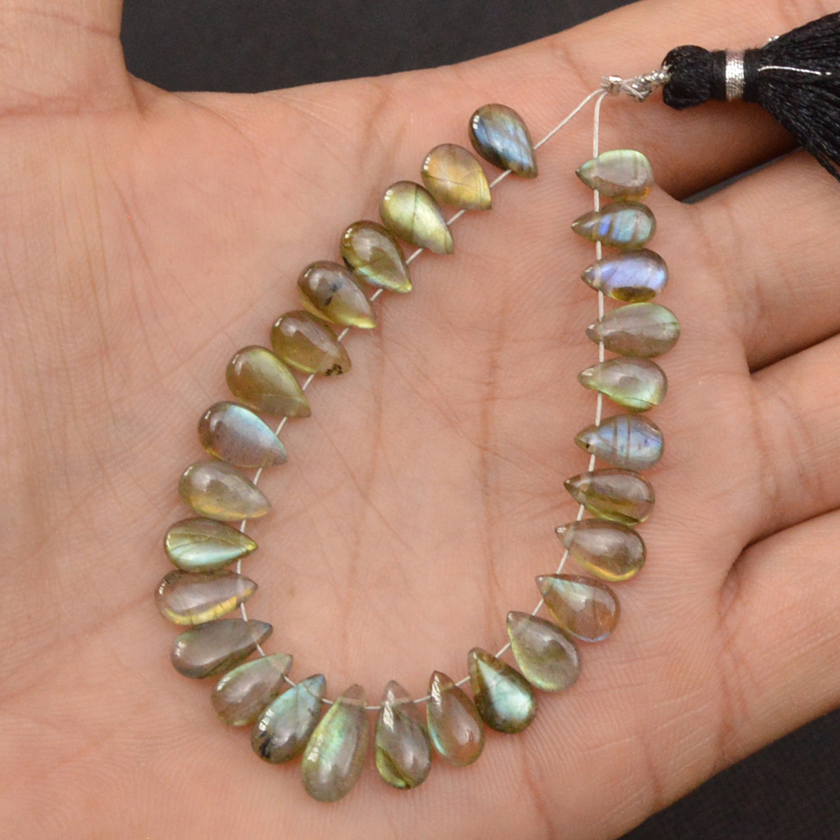 28 Pcs 41 Cts Natural Labradorite Side Drill Tear Drop Briolette Healing Crystal 10x5 6x4mm 18597