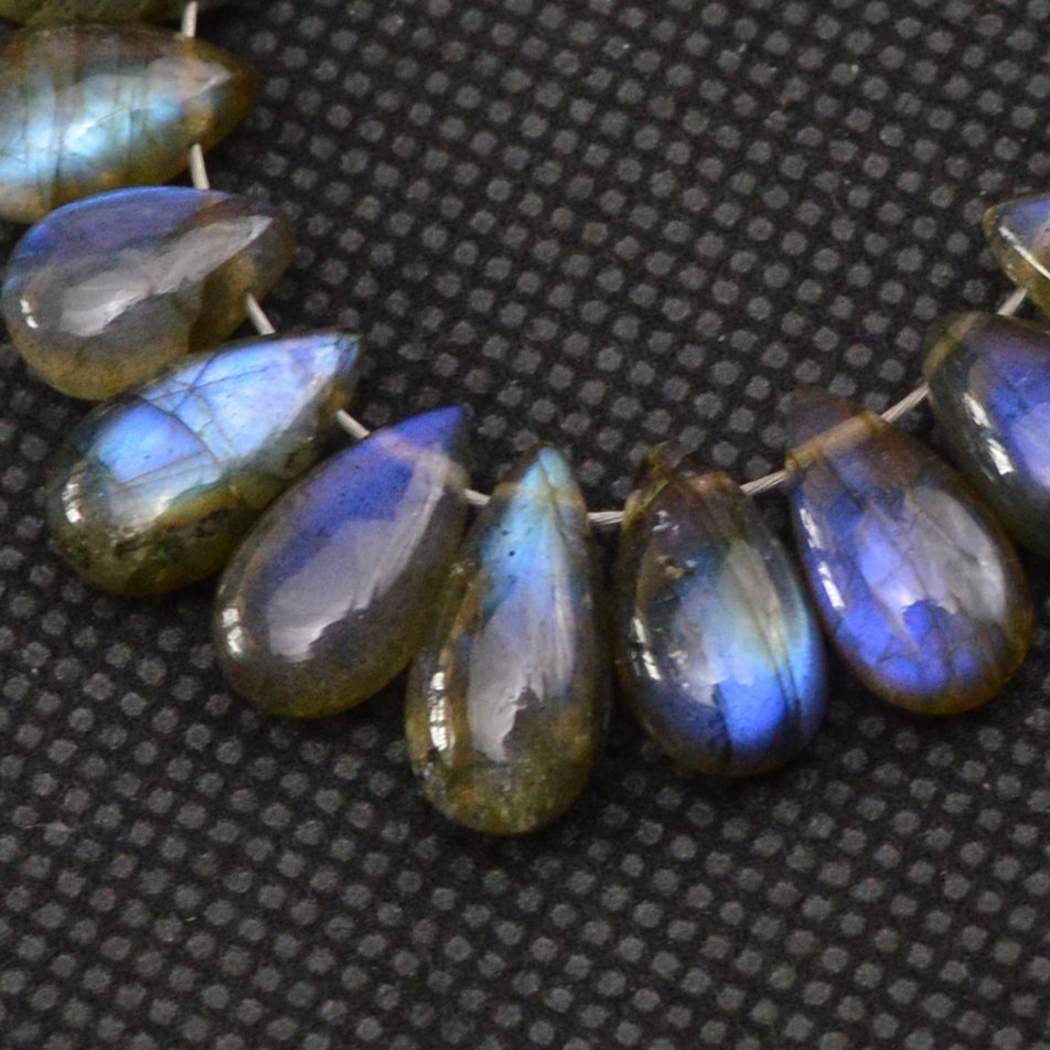 25 Pcs 63 Cts Natural Labradorite Side Drill Tear Drop Briolette Healing Crystal 11x5 9x5mm 18598