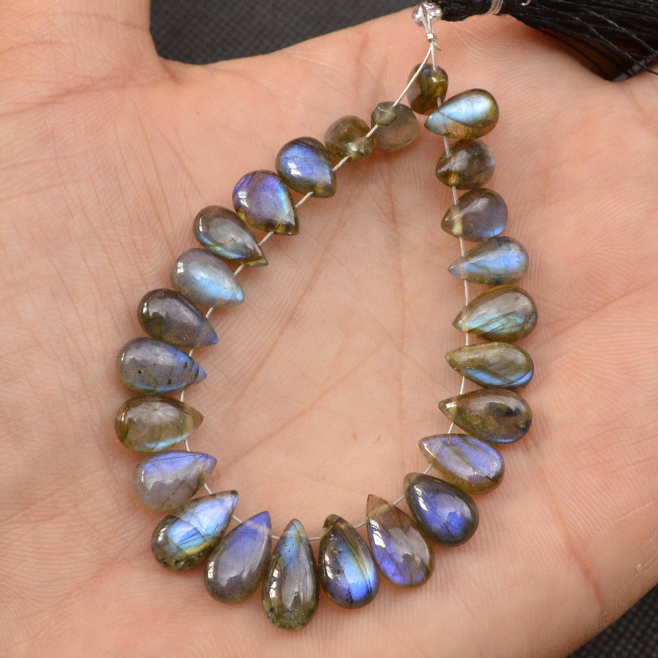 25 Pcs 63 Cts Natural Labradorite Side Drill Tear Drop Briolette Healing Crystal 11x5 9x5mm 18598
