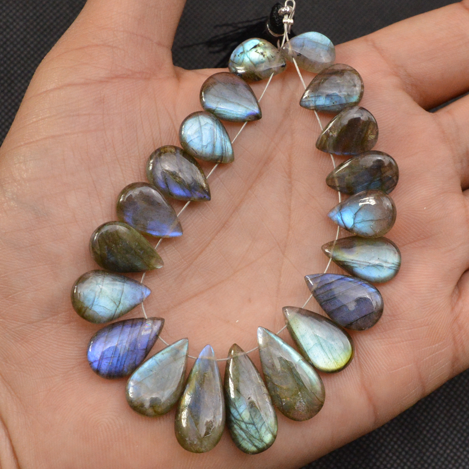 20 Pcs 119 Cts Natural Labradorite Side Drill Tear Drop Briolette Healing Crystal 20x9 10x8mm 18600