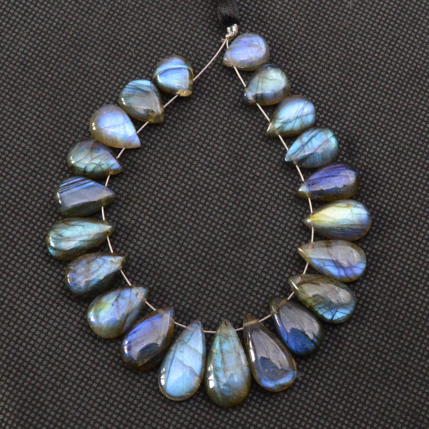 20 Pcs 143 Cts Natural Labradorite Side Drill Tear Drop Briolette Healing Crystal 20x9 10x9mm 18601