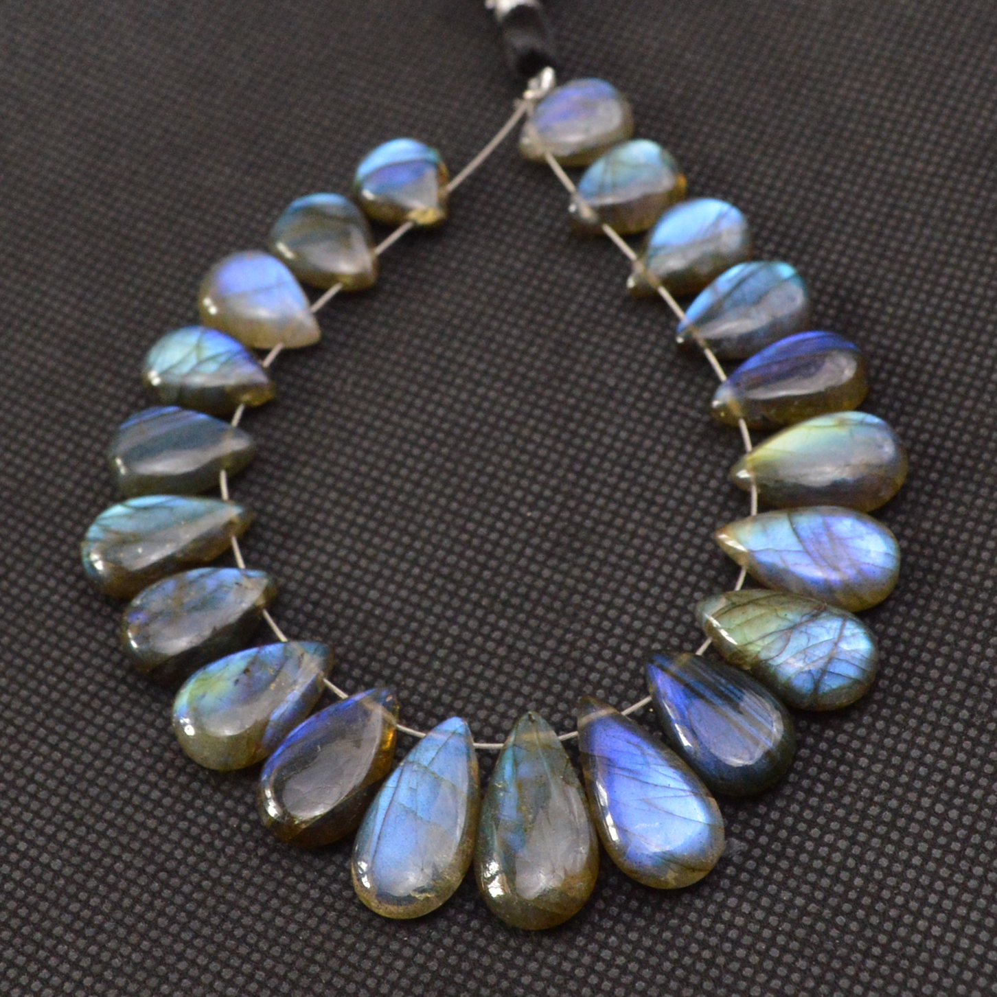 20 Pcs 143 Cts Natural Labradorite Side Drill Tear Drop Briolette Healing Crystal 20x9 10x9mm 18601