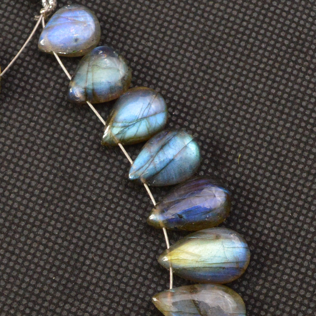 20 Pcs 143 Cts Natural Labradorite Side Drill Tear Drop Briolette Healing Crystal 20x9 10x9mm 18601