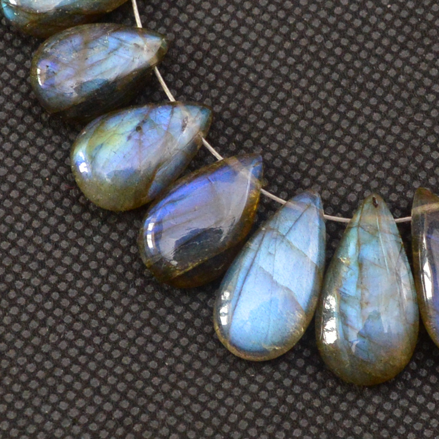 20 Pcs 143 Cts Natural Labradorite Side Drill Tear Drop Briolette Healing Crystal 20x9 10x9mm 18601