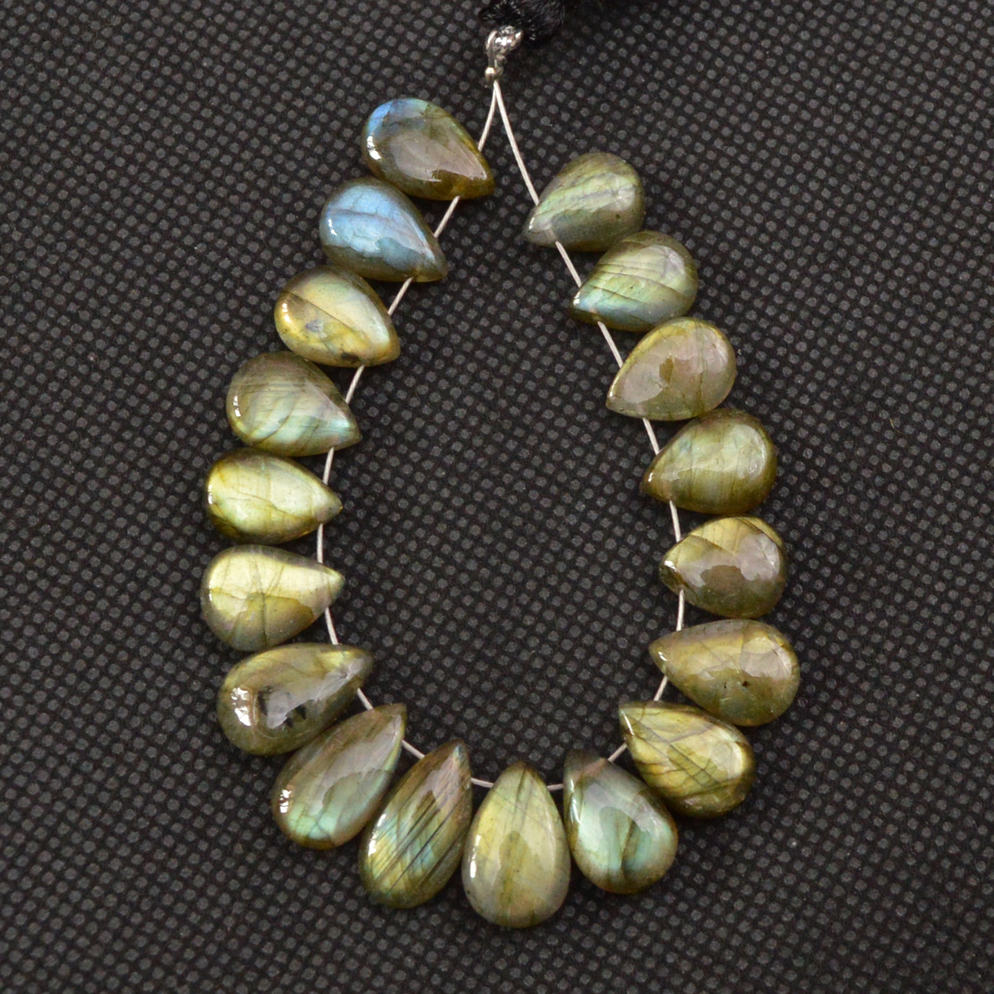 18 Pcs 63 Cts Natural Labradorite Side Drill Tear Drop Briolette Healing Crystal 14x5 10x6mm 18602