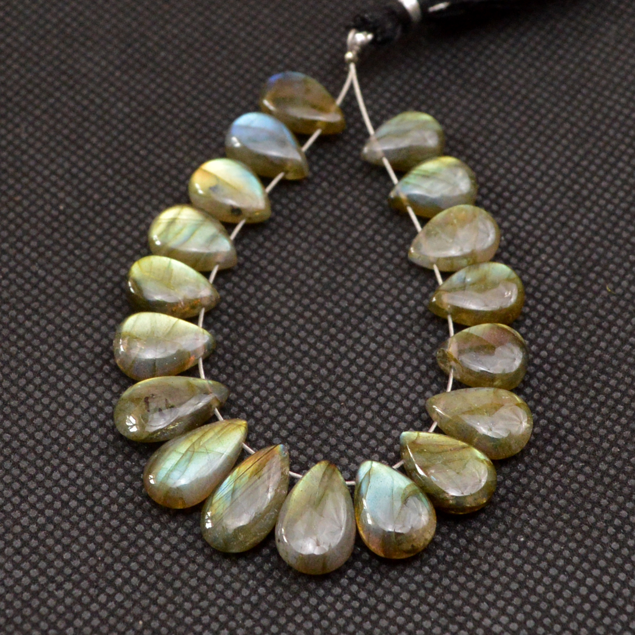18 Pcs 63 Cts Natural Labradorite Side Drill Tear Drop Briolette Healing Crystal 14x5 10x6mm 18602