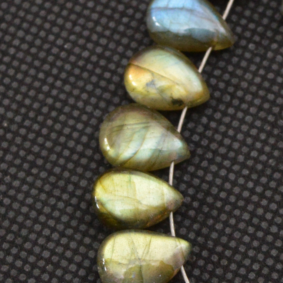 18 Pcs 63 Cts Natural Labradorite Side Drill Tear Drop Briolette Healing Crystal 14x5 10x6mm 18602