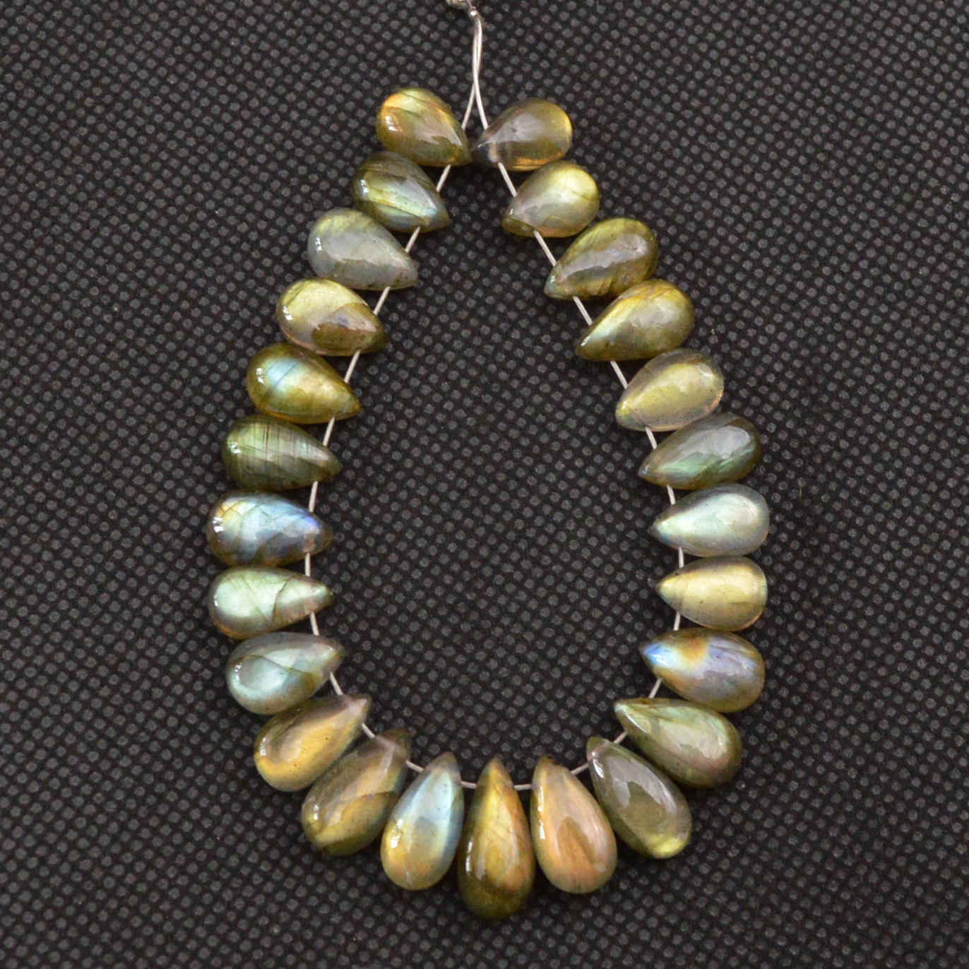 24 Pcs 75 Cts Natural Labradorite Side Drill Tear Drop Briolette Healing Crystal 12x5 8x5mm 18603