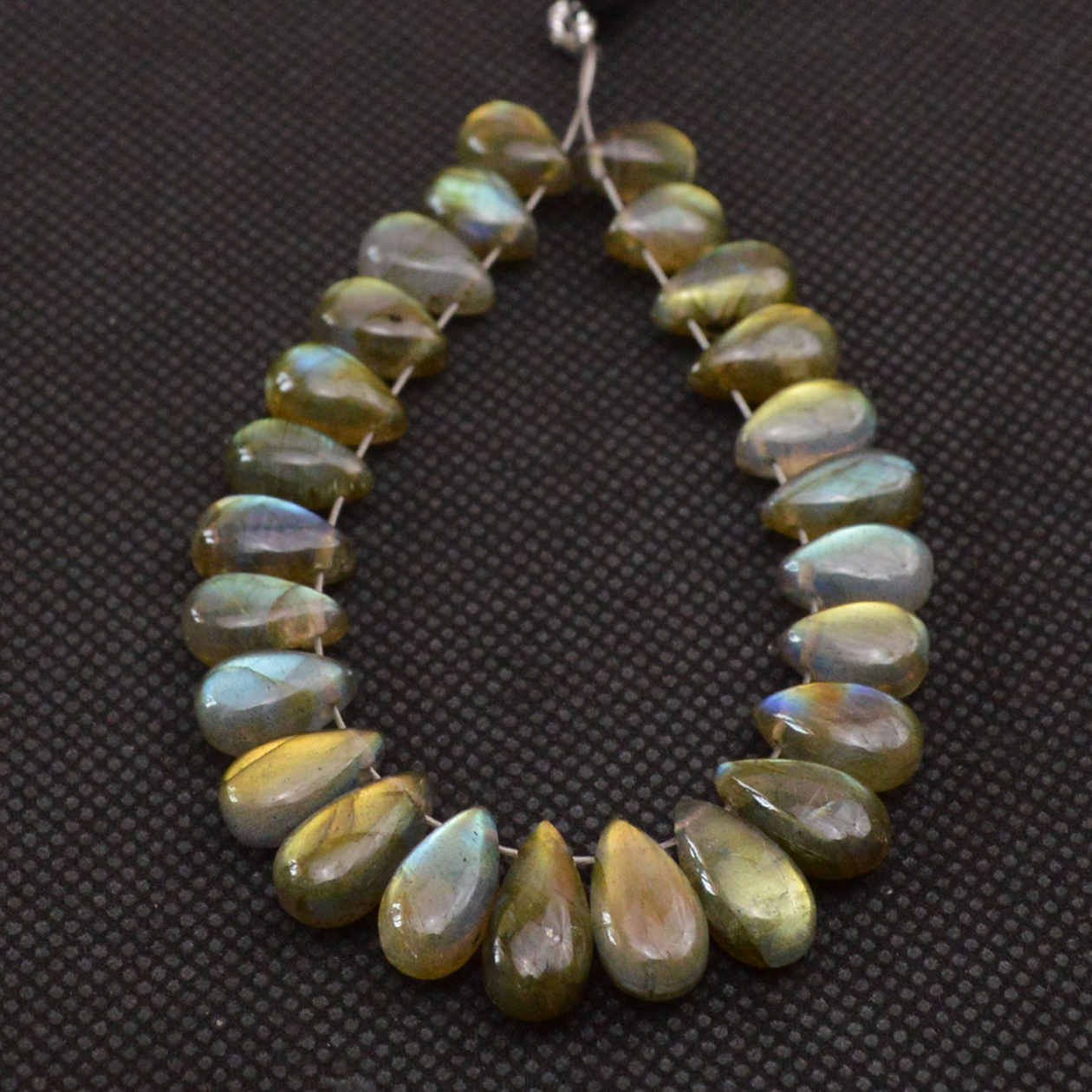 24 Pcs 75 Cts Natural Labradorite Side Drill Tear Drop Briolette Healing Crystal 12x5 8x5mm 18603