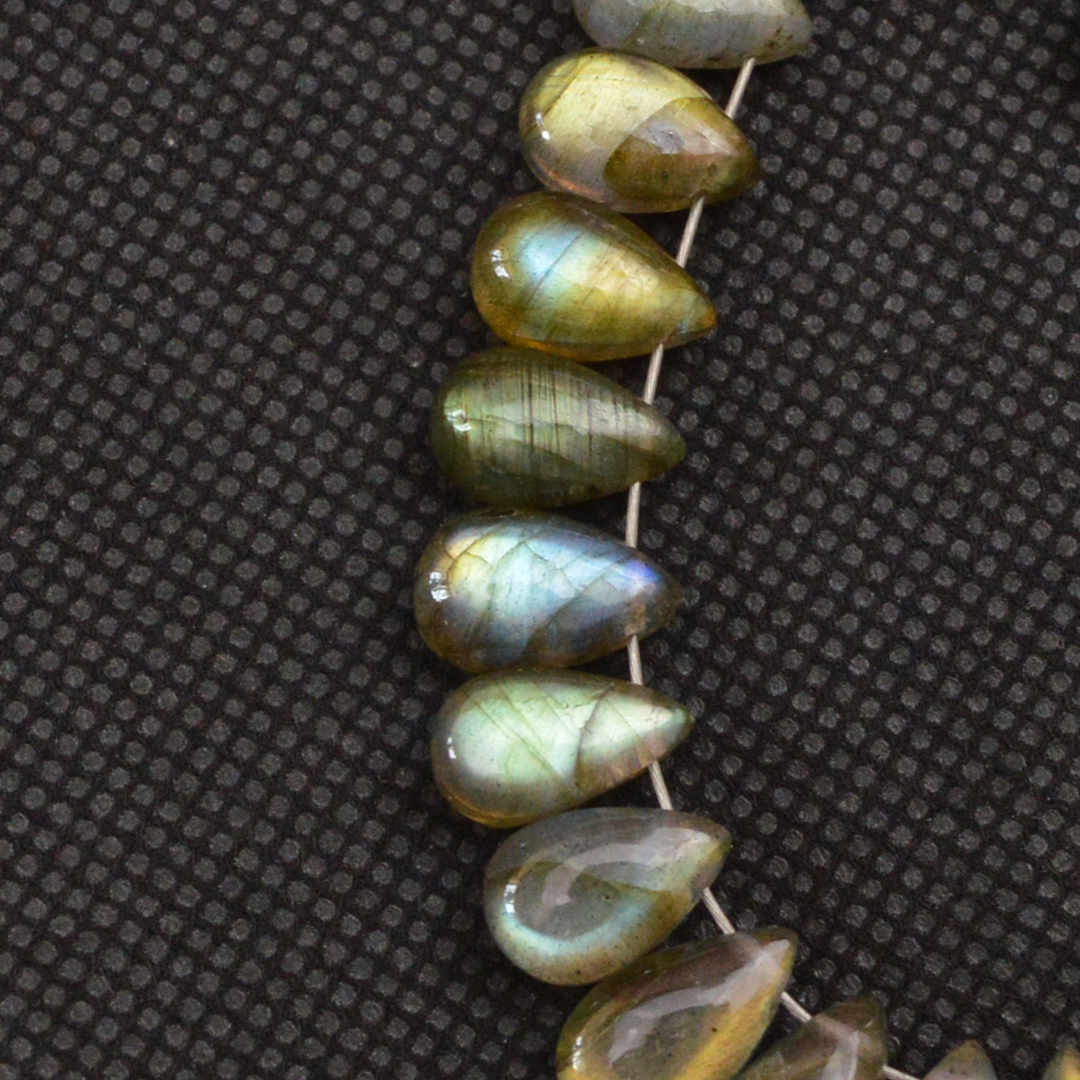 24 Pcs 75 Cts Natural Labradorite Side Drill Tear Drop Briolette Healing Crystal 12x5 8x5mm 18603