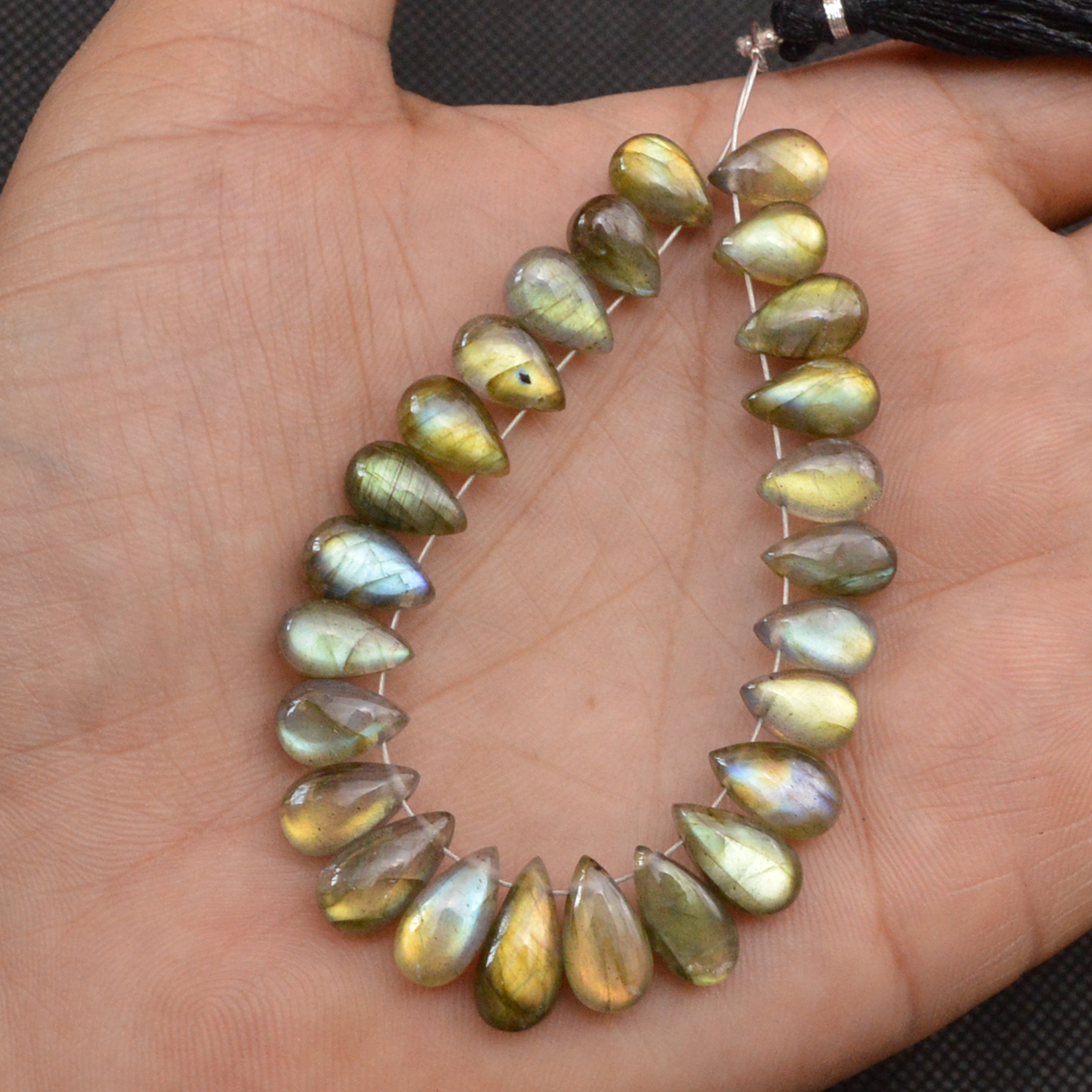 24 Pcs 75 Cts Natural Labradorite Side Drill Tear Drop Briolette Healing Crystal 12x5 8x5mm 18603