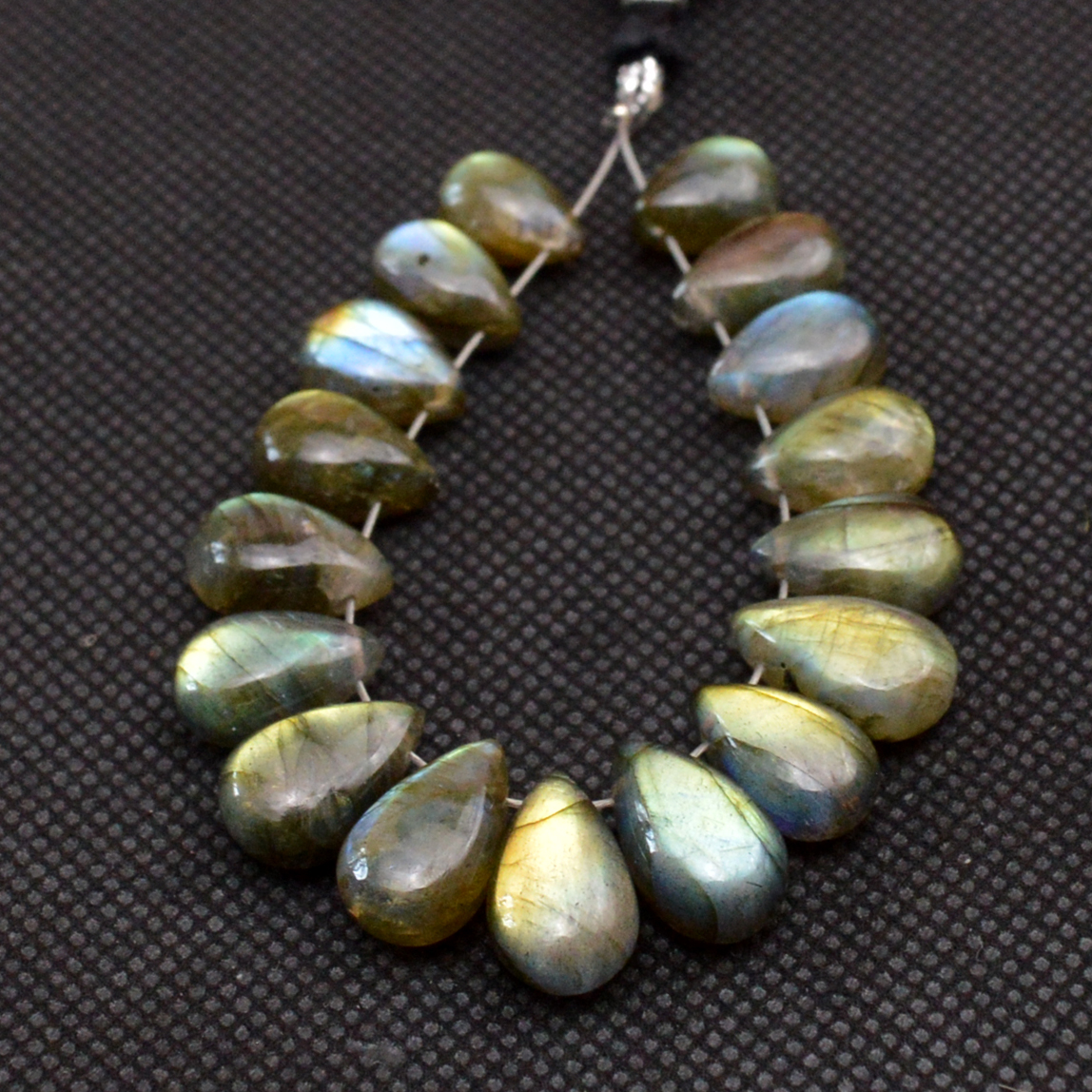 17 Pcs 85 Cts Natural Labradorite Side Drill Tear Drop Briolette Healing Crystal 13x6 9x6mm 18604