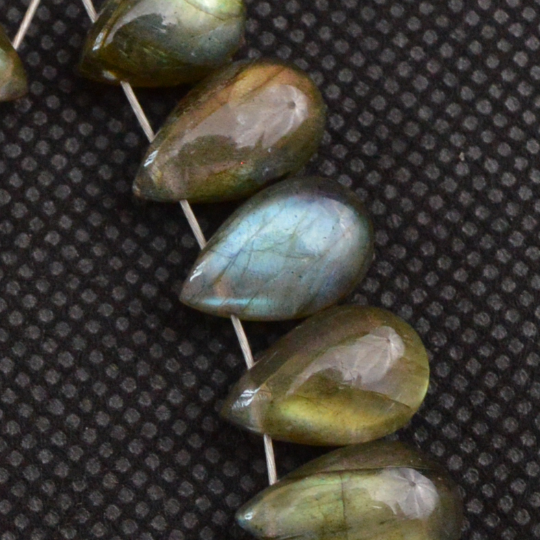 17 Pcs 85 Cts Natural Labradorite Side Drill Tear Drop Briolette Healing Crystal 13x6 9x6mm 18604