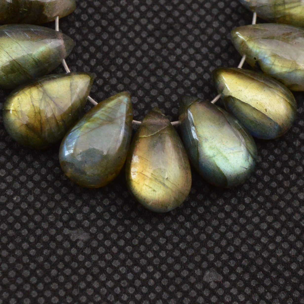 17 Pcs 85 Cts Natural Labradorite Side Drill Tear Drop Briolette Healing Crystal 13x6 9x6mm 18604