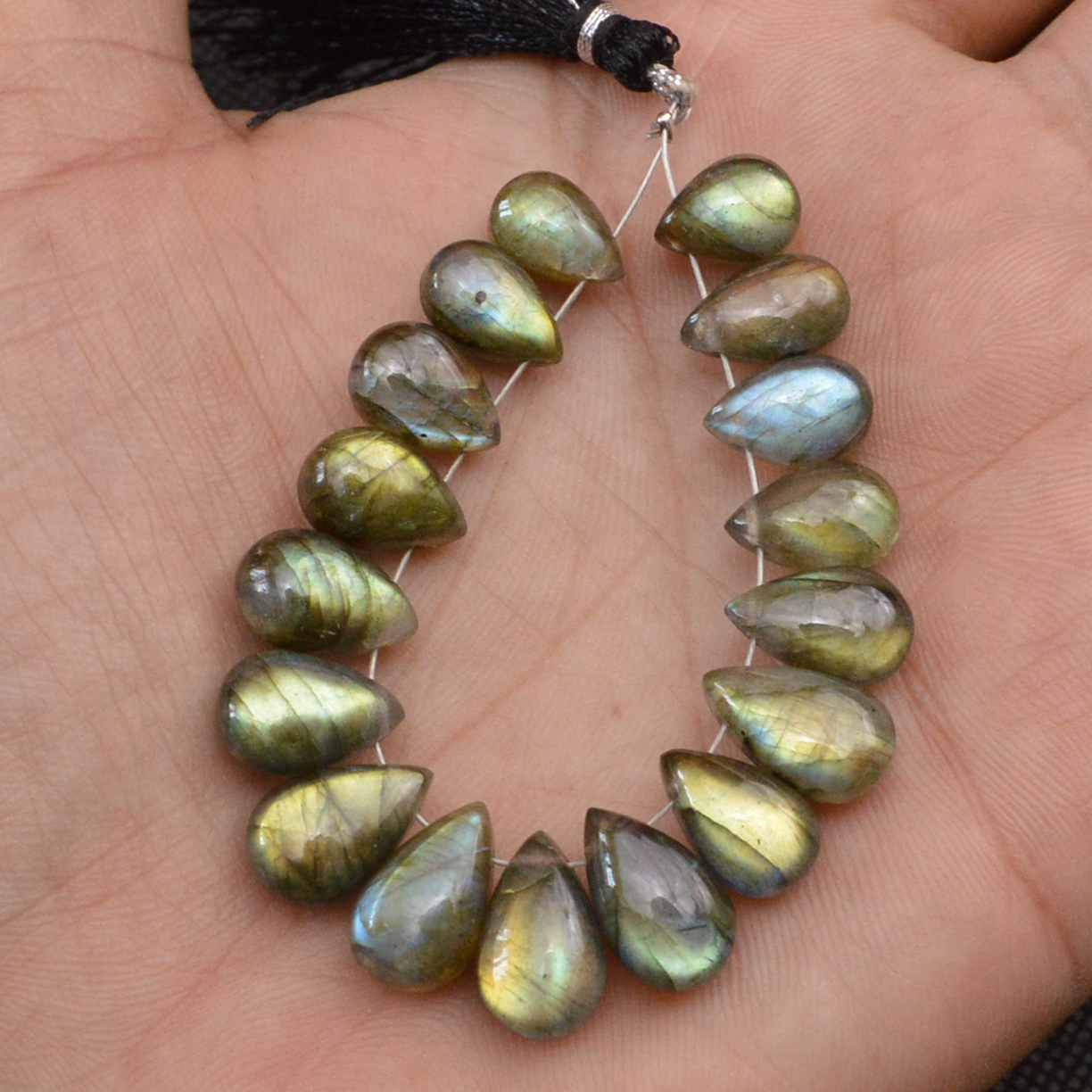17 Pcs 85 Cts Natural Labradorite Side Drill Tear Drop Briolette Healing Crystal 13x6 9x6mm 18604