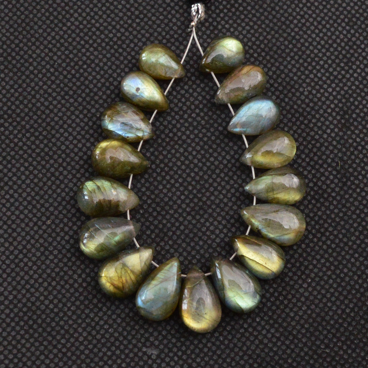 17 Pcs 85 Cts Natural Labradorite Side Drill Tear Drop Briolette Healing Crystal 13x6 9x6mm 18604