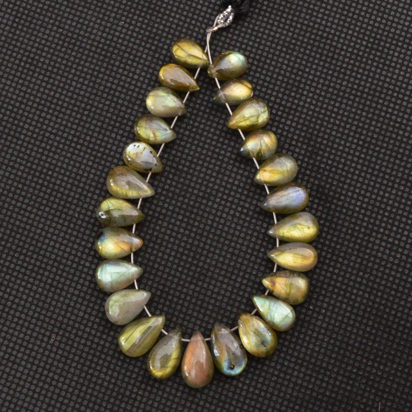 18 Pcs 61 Cts Natural Labradorite Side Drill Tear Drop Briolette Healing Crystal 10x5 9x5mm 18605