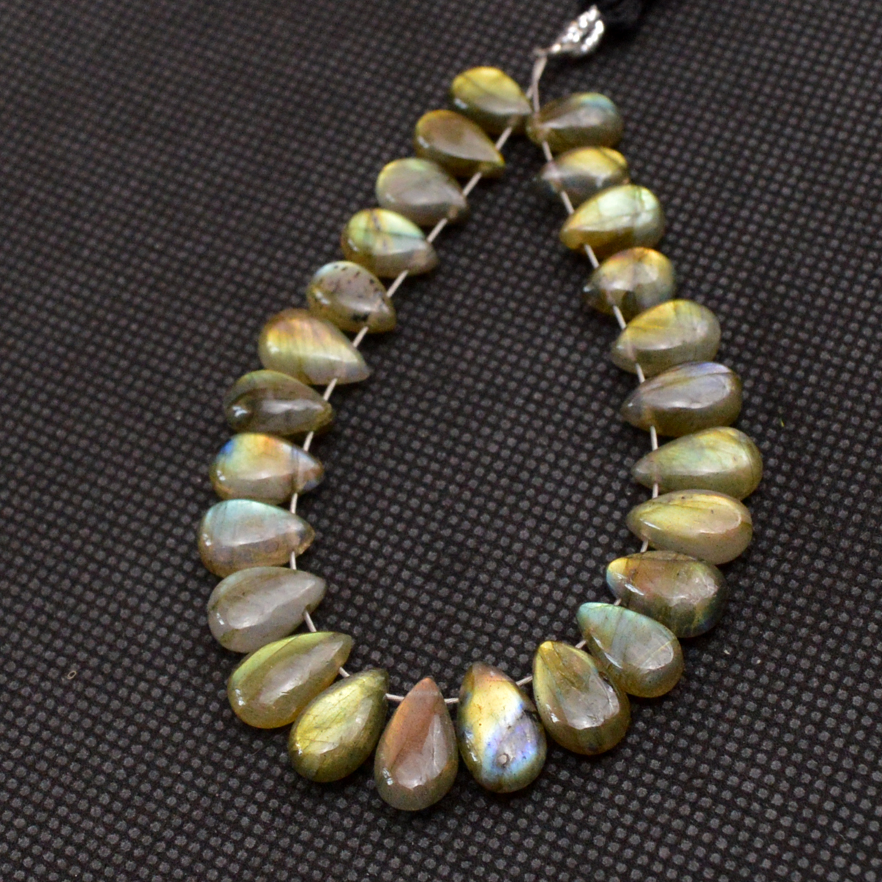 18 Pcs 61 Cts Natural Labradorite Side Drill Tear Drop Briolette Healing Crystal 10x5 9x5mm 18605