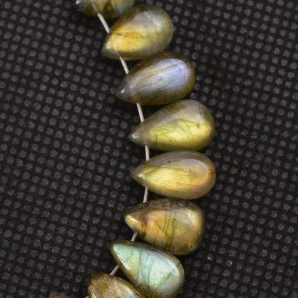 18 Pcs 61 Cts Natural Labradorite Side Drill Tear Drop Briolette Healing Crystal 10x5 9x5mm 18605